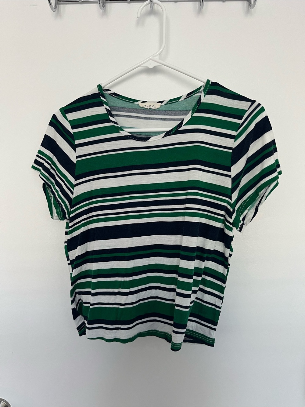 Striped Short Sleeve Tee in Green, Black & White